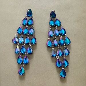 Blue & Purple Iridescent Chandelier Earrings
